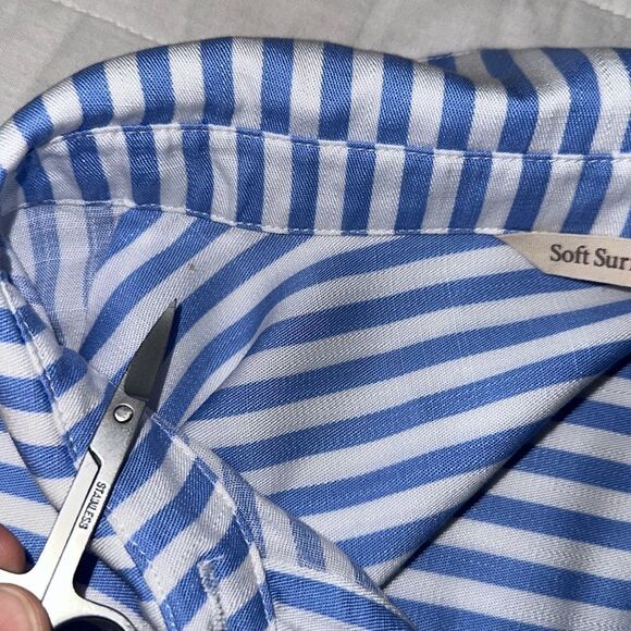 Soft Surroundings 1X On Pointe Palace Blue White Striped Button Details Tunic - Picture 16 of 16